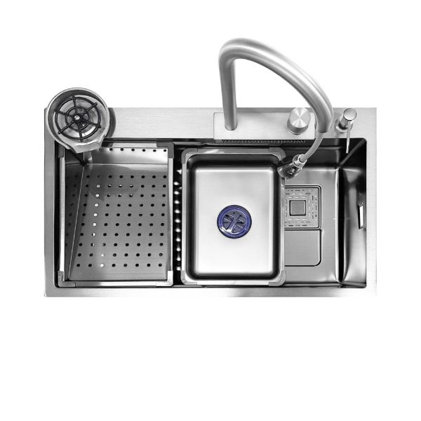 Lavello incasso SA3541 una vasca 75x45 cm. completo di accessori colore inox