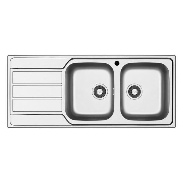 Lavello incasso Tirreno116 con 2 vasche destre e gocciolatoio sinistro inox