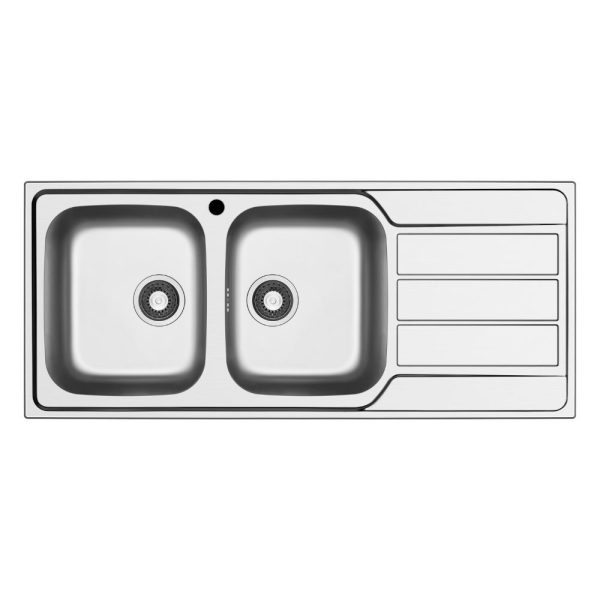 Lavello incasso Tirreno116 con 2 vasche sinistre e gocciolatoio destro inox