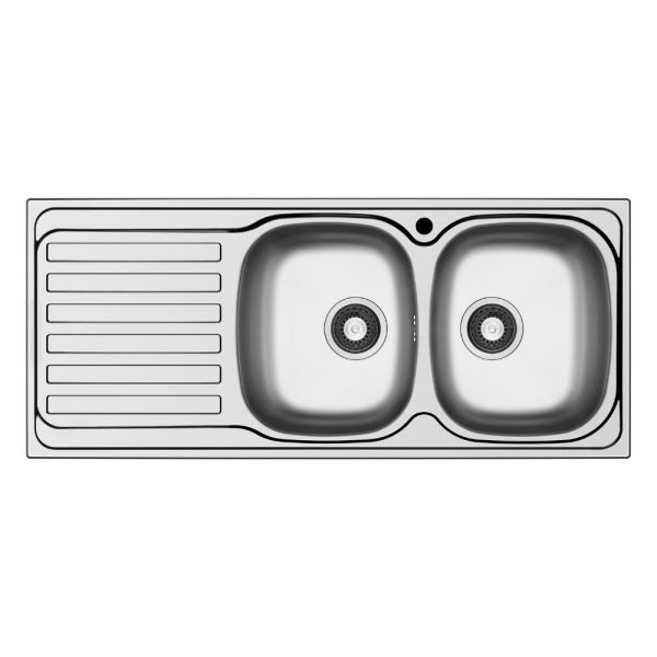 Lavello incasso monostampo Adriatico116 con 2 vasche destre e gocciolatoio sinistro