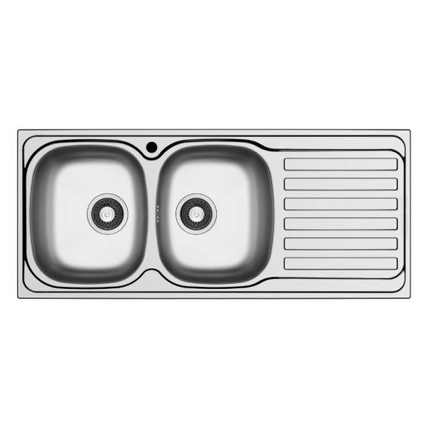 Lavello incasso monostampo Adriatico116 con 2 vasche sinistre e gocciolatoio destro