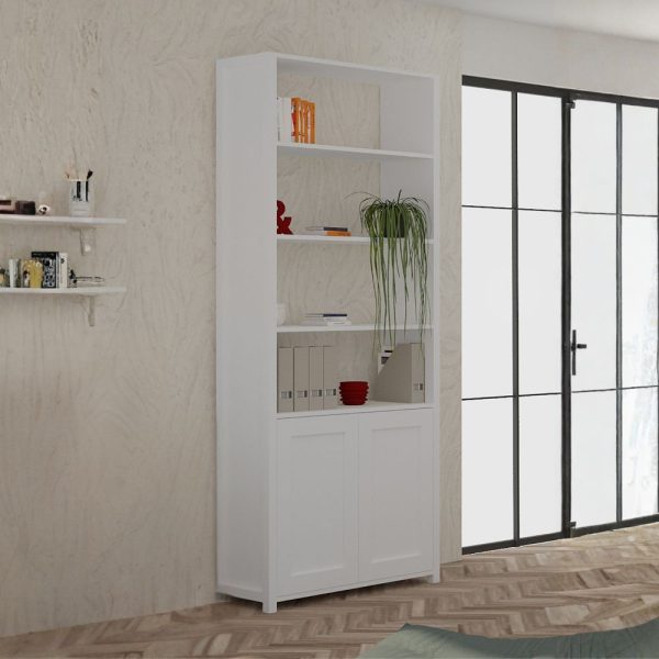 Libreria Miraflor con 2 ante e 4 vani a giorno colore bianco