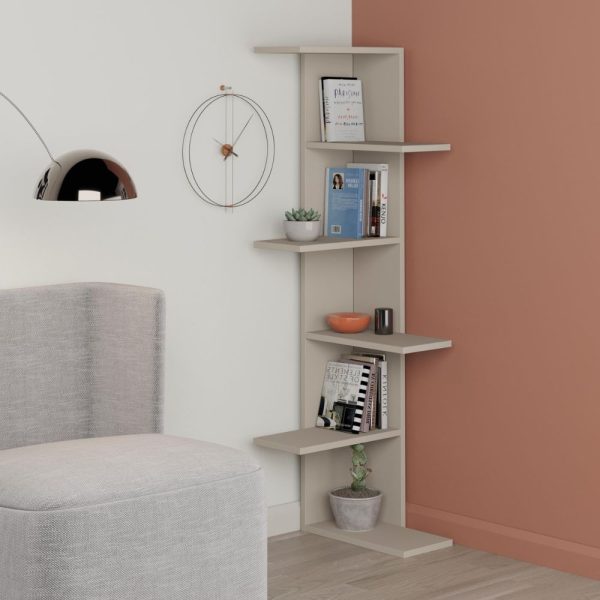 Libreria angolare Saso 5 ripiani colore cashmere
