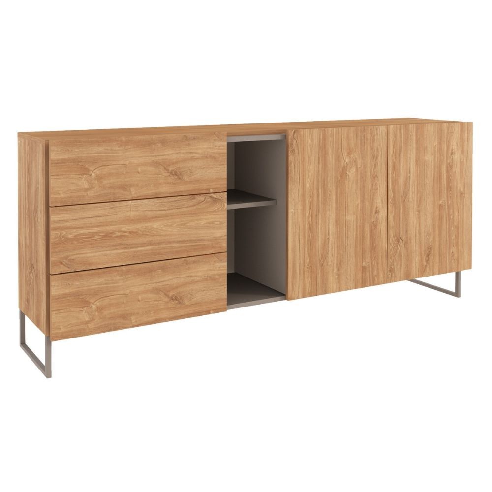 Madia 1055 rovere miele con 3 cassetti 2 ante e nicchie a giorno colore tortora - immagine 4