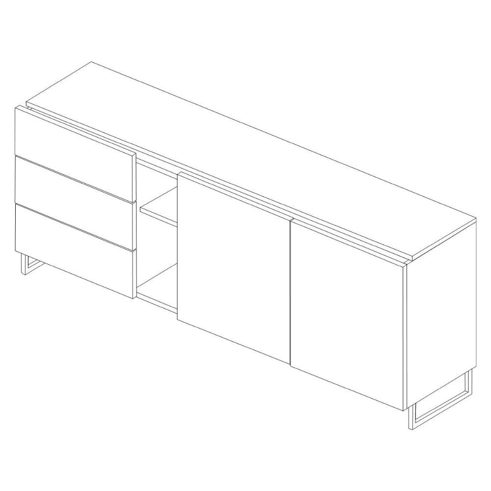 Madia 1055 rovere miele con 3 cassetti 2 ante e nicchie a giorno colore tortora - immagine 7