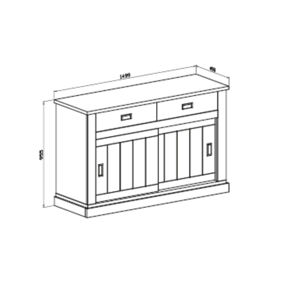 Madia AnthonyIII 52 con 2 ante scorrevoli e 2 cassetti colore noce eastwood stile shabby - immagine 2
