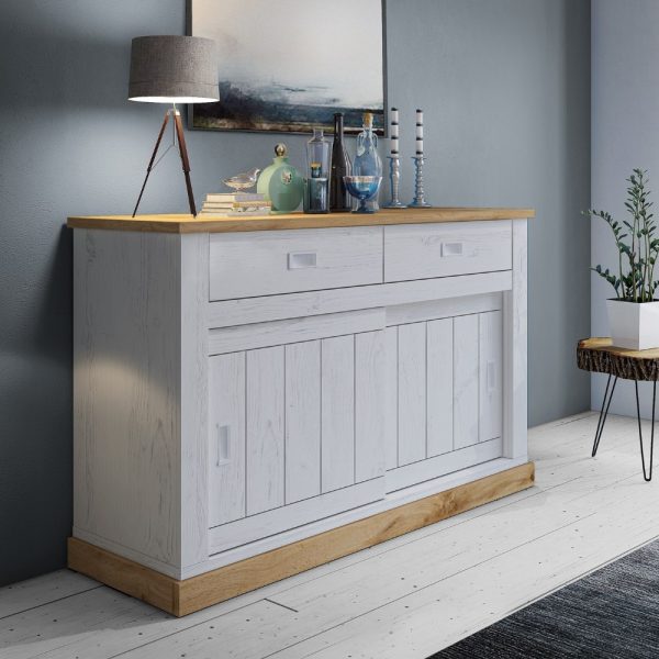 Madia AnthonyIII 52 con 2 ante scorrevoli e 2 cassetti colore rovere wotan e anderson pine stile shabby