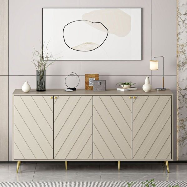 Madia Jana con 4 ante in cashmere con intagli maniglie e piedini oro