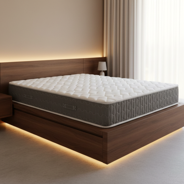 Materasso matrimoniale Palladio con bordo grigio 160x190x25 H cm. in schiuma poliuretanica e memory  non sfoderabile