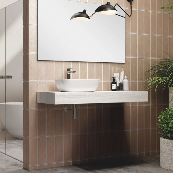 Mensola d'appoggio Ely per lavabo colore rovere grigio ghiaccio 120x45x12 cm.