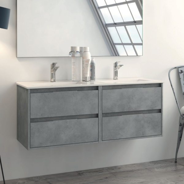 Mobile bagno sospeso Bolton con 4 cassetti 120x45x48 cm colore cemento