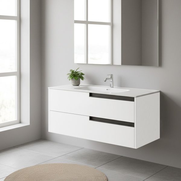 Mobile bagno sospeso Modular con due cassettoni 100x45x50 cm colore bianco opaco