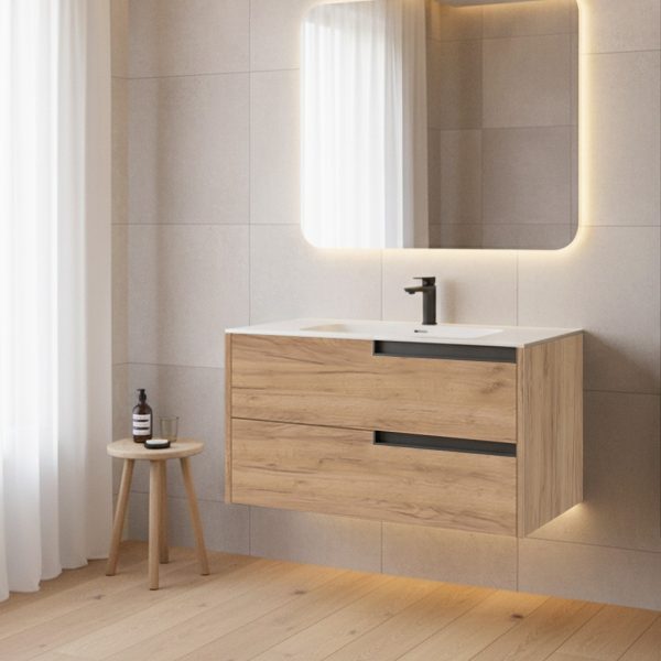 Mobile bagno sospeso Modular con due cassettoni 80x45x50 cm colore rovere miele
