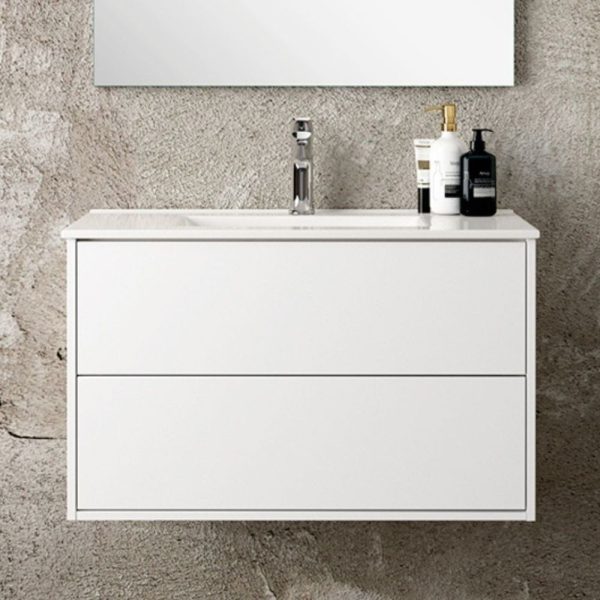 Mobile bagno sospeso Push con due cassettoni 80x45x48 colore bianco opaco