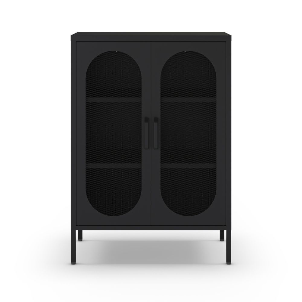 Mobile multiuso Diora in metallo con 2 ante colore nero - immagine 3