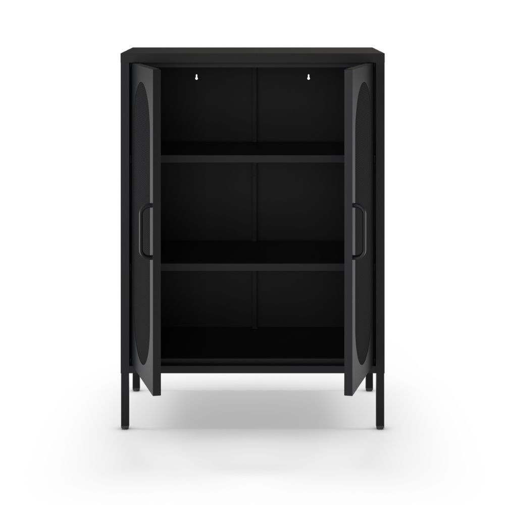 Mobile multiuso Diora in metallo con 2 ante colore nero - immagine 4