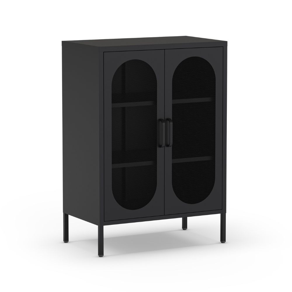 Mobile multiuso Diora in metallo con 2 ante colore nero - immagine 5