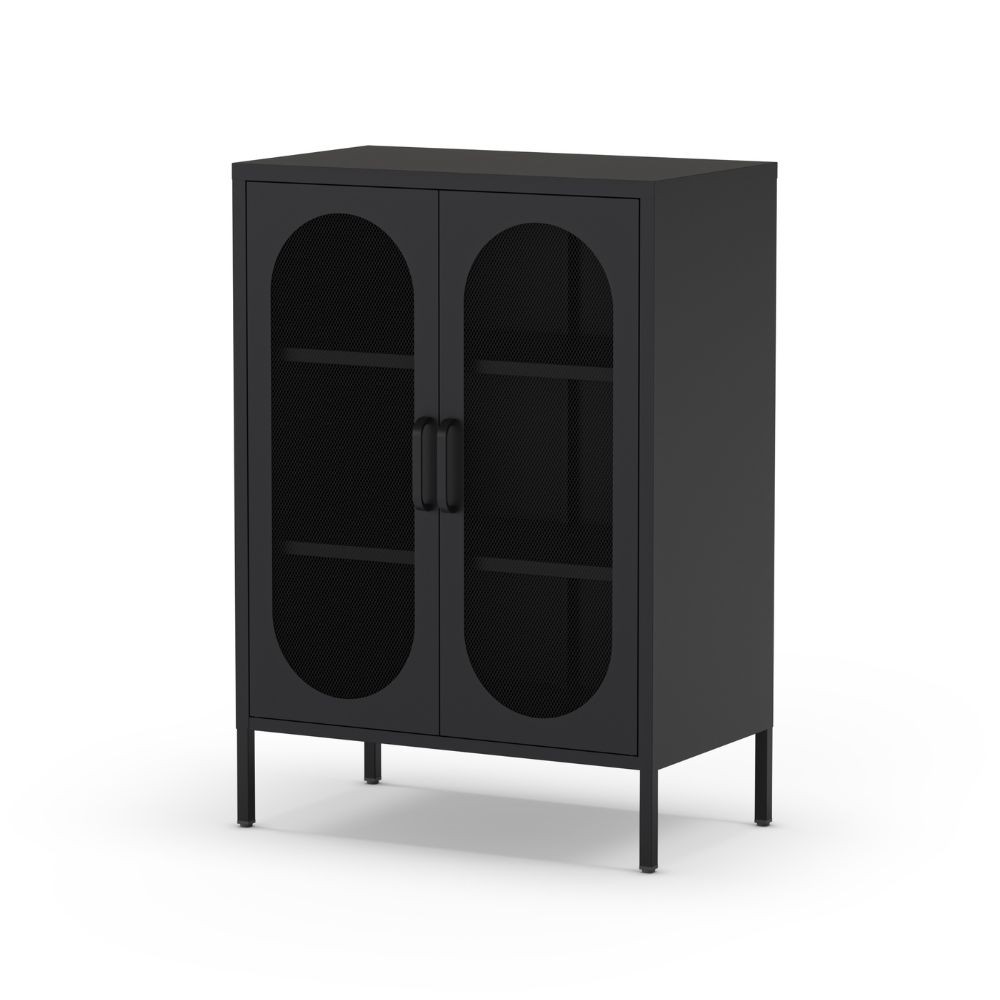 Mobile multiuso Diora in metallo con 2 ante colore nero - immagine 6