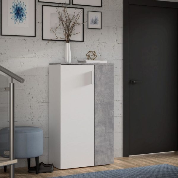 Mobile multiuso Lucio 2 ante H 120cm. colore bianco e cemento