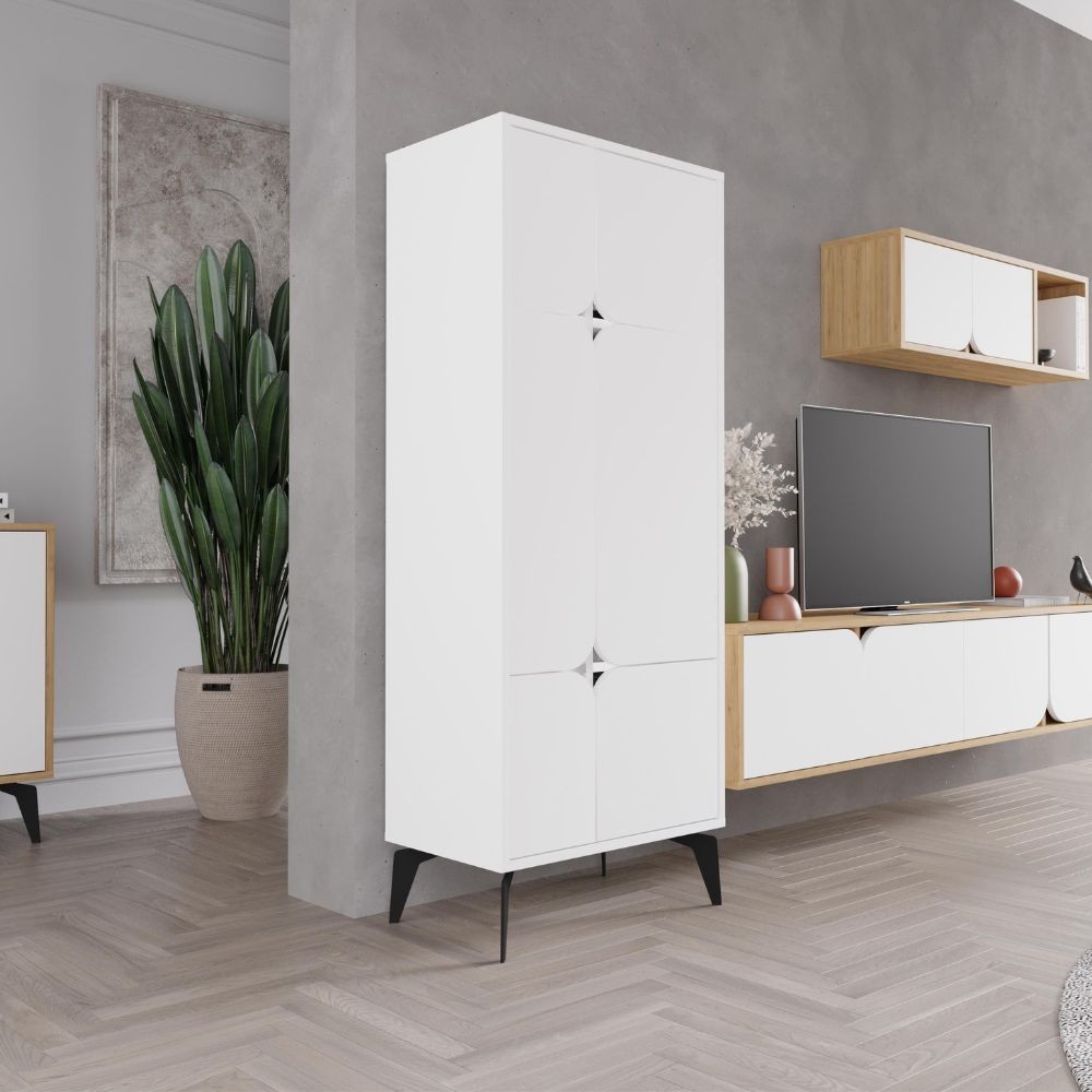 Mobile multiuso Spark con 4 ante colore bianco con dettaglio ritaglio - immagine 12