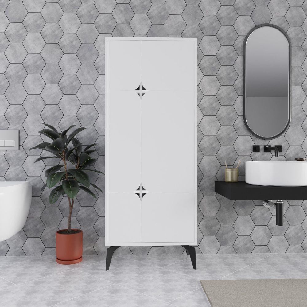 Mobile multiuso Spark con 4 ante colore bianco con dettaglio ritaglio - immagine 3