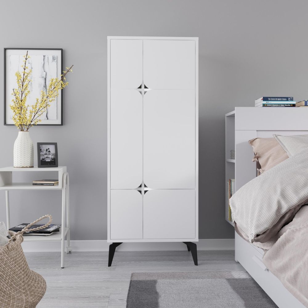 Mobile multiuso Spark con 4 ante colore bianco con dettaglio ritaglio - immagine 4