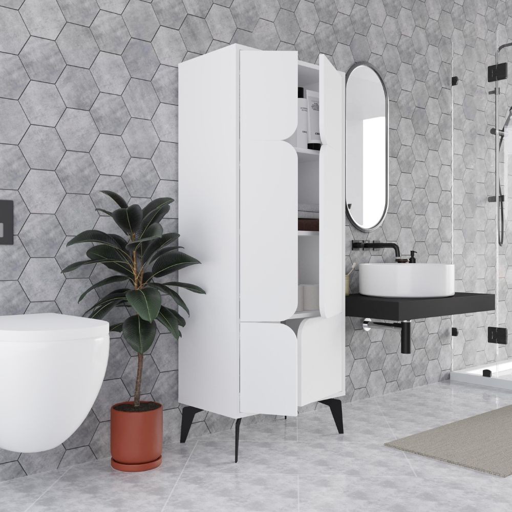 Mobile multiuso Spark con 4 ante colore bianco con dettaglio ritaglio - immagine 5