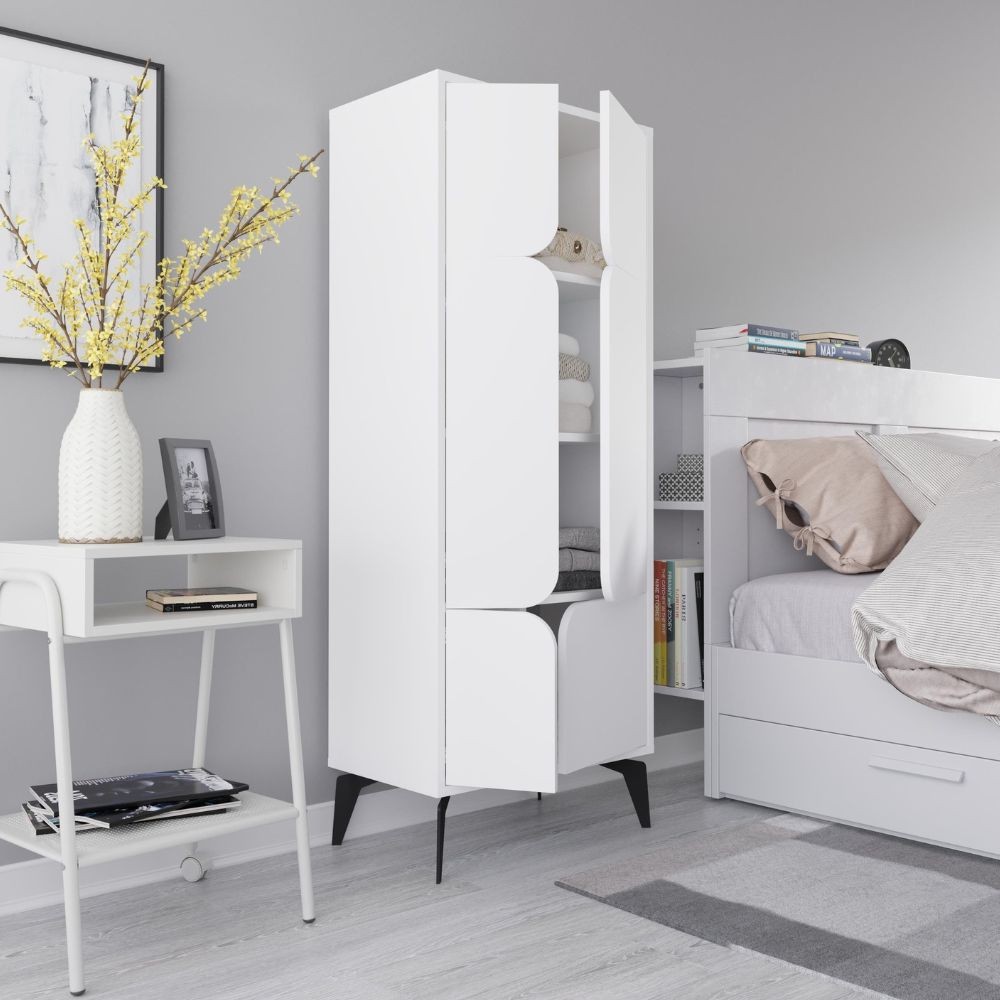 Mobile multiuso Spark con 4 ante colore bianco con dettaglio ritaglio - immagine 6