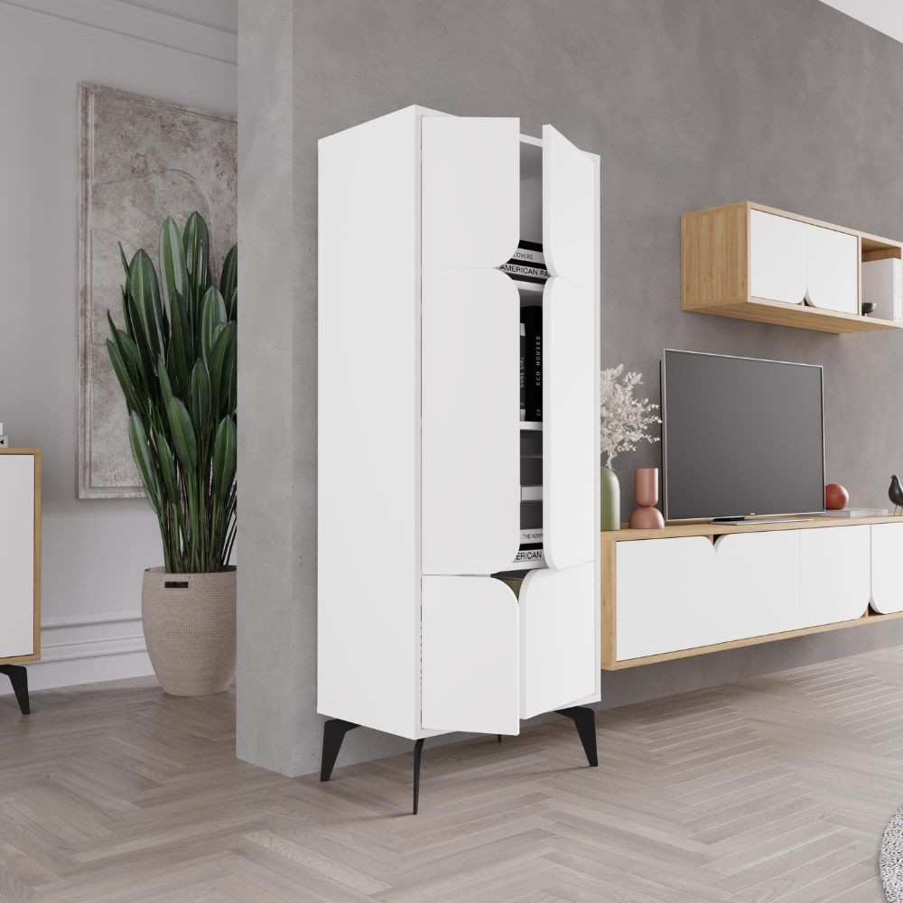 Mobile multiuso Spark con 4 ante colore bianco con dettaglio ritaglio - immagine 8