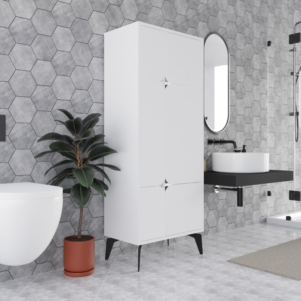 Mobile multiuso Spark con 4 ante colore bianco con dettaglio ritaglio - immagine 9