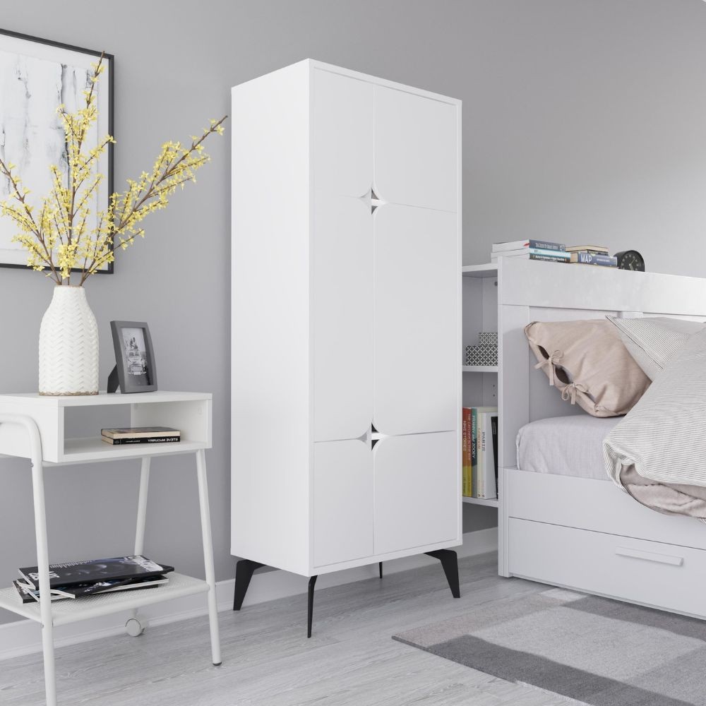 Mobile multiuso Spark con 4 ante colore bianco con dettaglio ritaglio - immagine 10