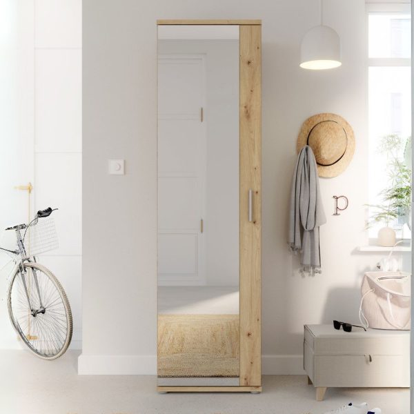 Mobile multiuso scarpiera Olimpia colore rovere con anta a specchio