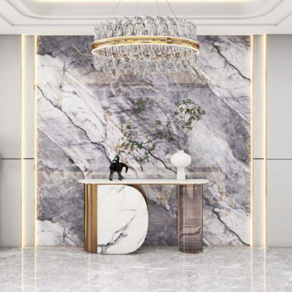 Pannello decorativo 1220x3000x5 mm. colore effetto marmo arabesque grigio lucido