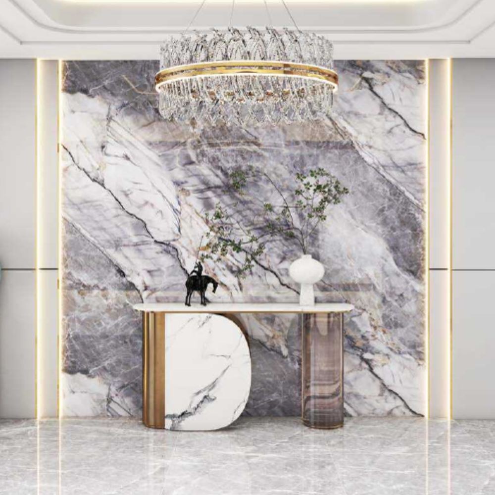 Pannello decorativo 1220x3000x5 mm. colore effetto marmo arabesque grigio lucido