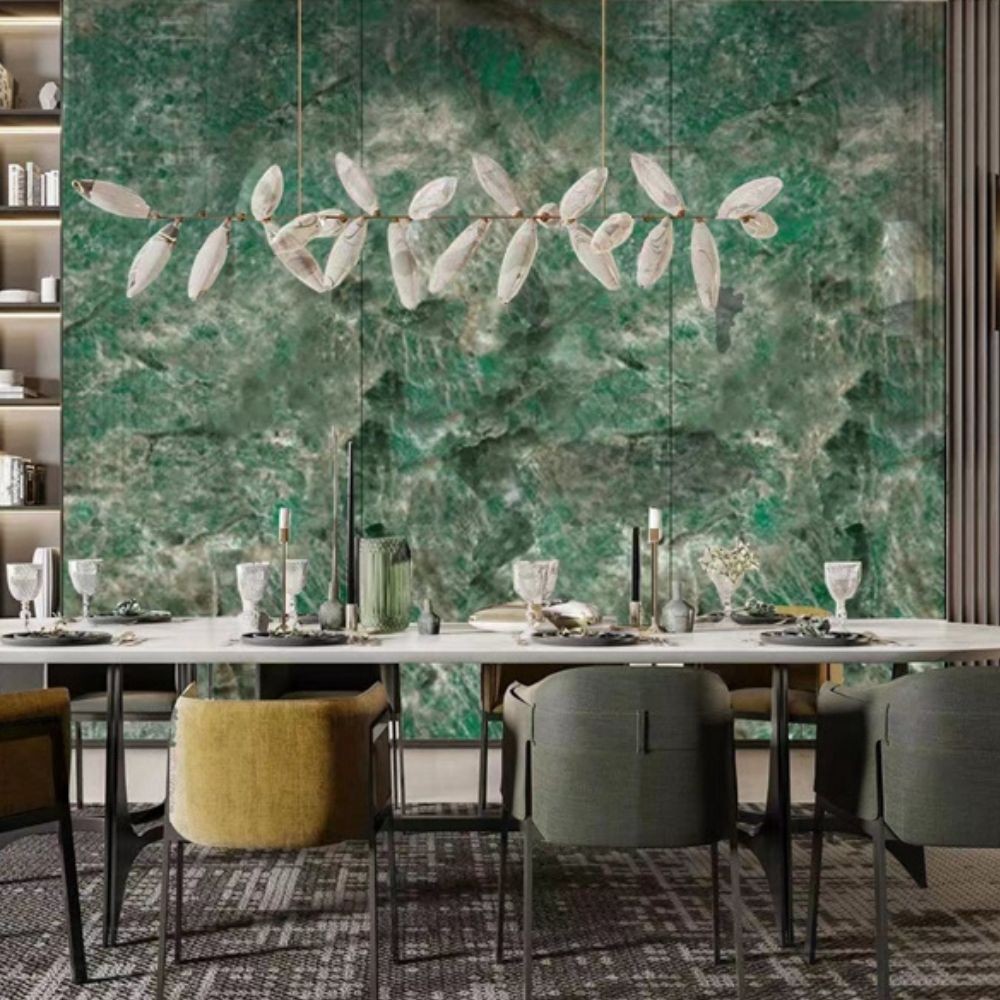 Pannello decorativo 1220x3000x5 mm. colore effetto marmo verde lucido