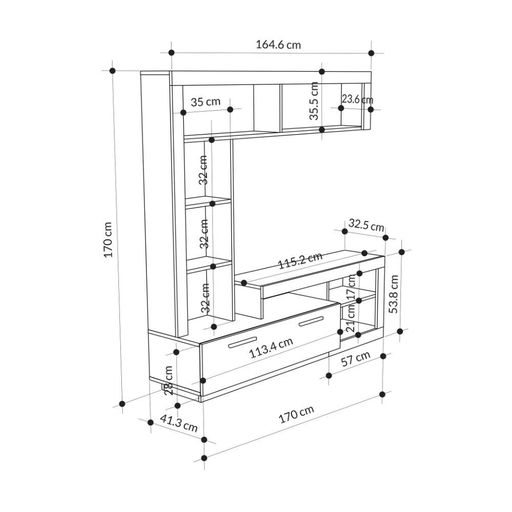 Parete attrezzata Leo con nicchia a giorno e anta a ribalta colore tortora - immagine 6