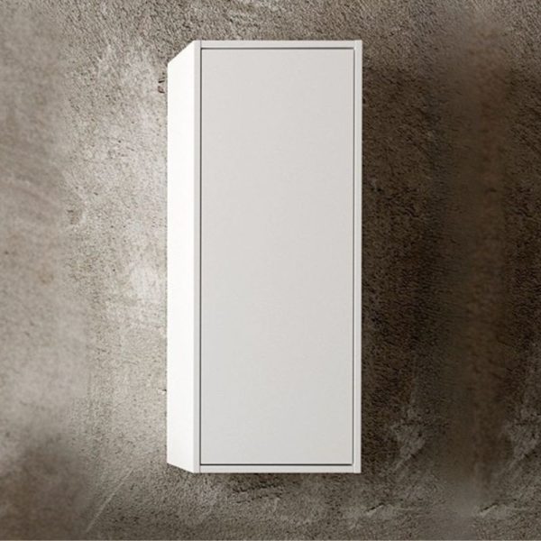 Pensile bagno Push 35x30.5x80 1 anta con 2 ripiani interni colore bianco opaco