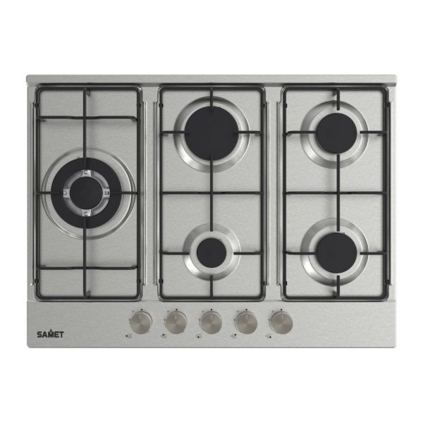 Piano cottura Ercole2 a gas da incasso 5 fuochi 70 cm. in acciaio inox