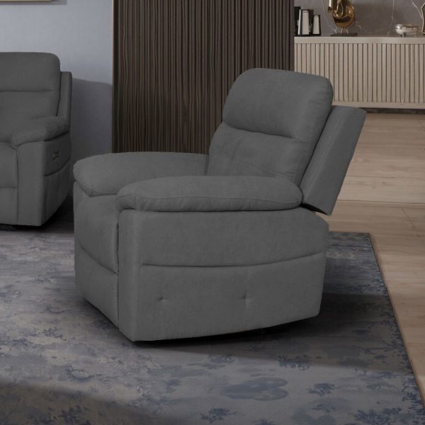Poltrona Kayde recliner elettrico in tessuto Mia 103-27 grigio scuro