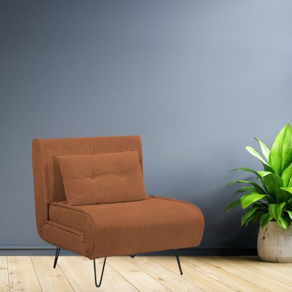 Poltrona letto Quarzo senza braccioli colore ruggine con piedini in metallo