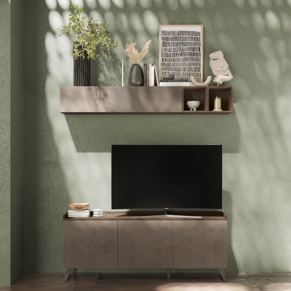 Porta Tv Polan 3 ante colore bronzo e mercure
