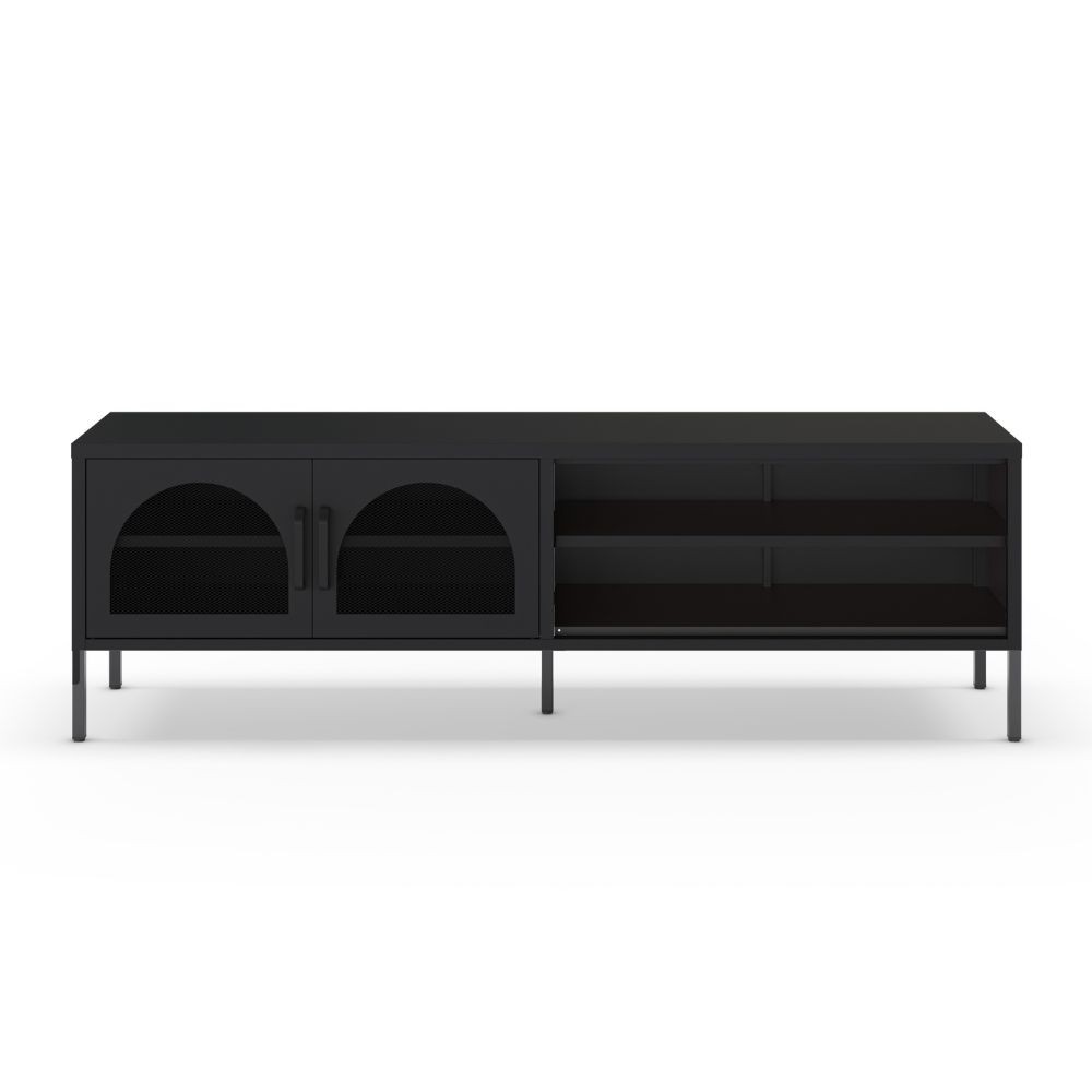 Porta tv Diora in metallo con 2 ante e 2 vani a giorno colore nero - immagine 2