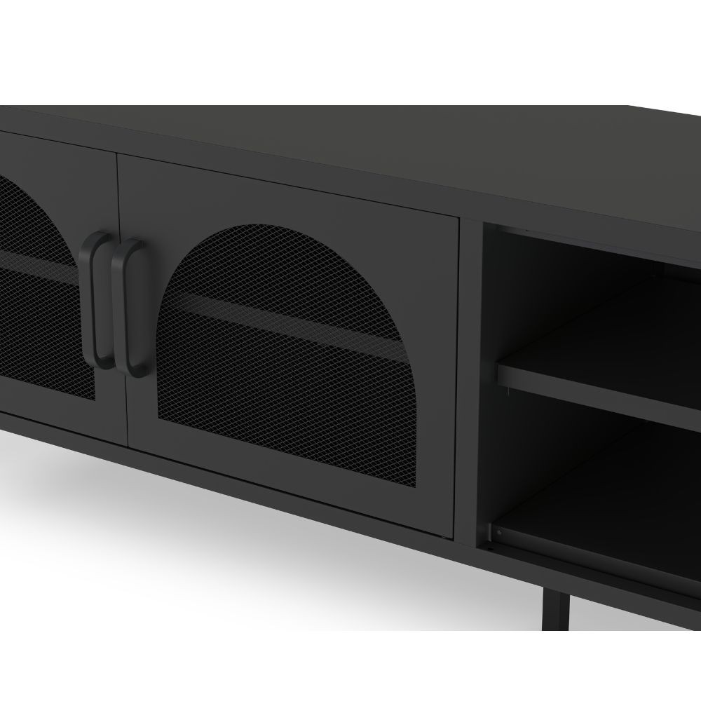 Porta tv Diora in metallo con 2 ante e 2 vani a giorno colore nero - immagine 5