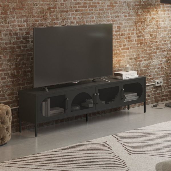 Porta tv Tayra in metallo 4 ante 180 cm. colore nero