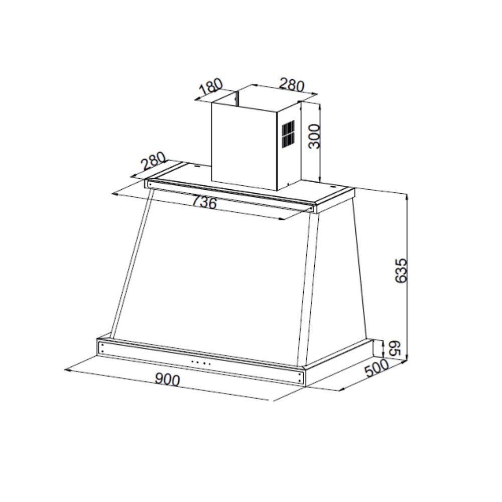 Samet cappa da parete Samet Era 90 colore nero con cornice inox - immagine 4