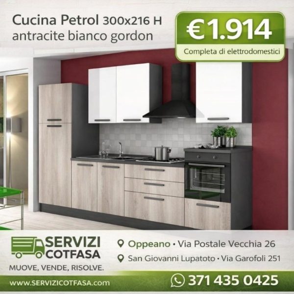 Cucina Petrol 300x216 H Antracite, bianco e gordon codice: 3075/N