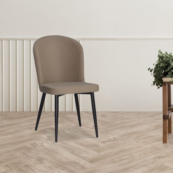Sedia Barka in tessuto Anka 06 colore tortora con piedi neri