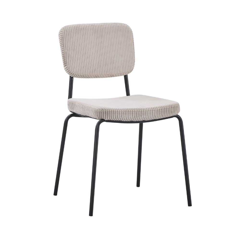 Sedia Juno in tessuto colore taupe e struttura in metallo nero - immagine 2