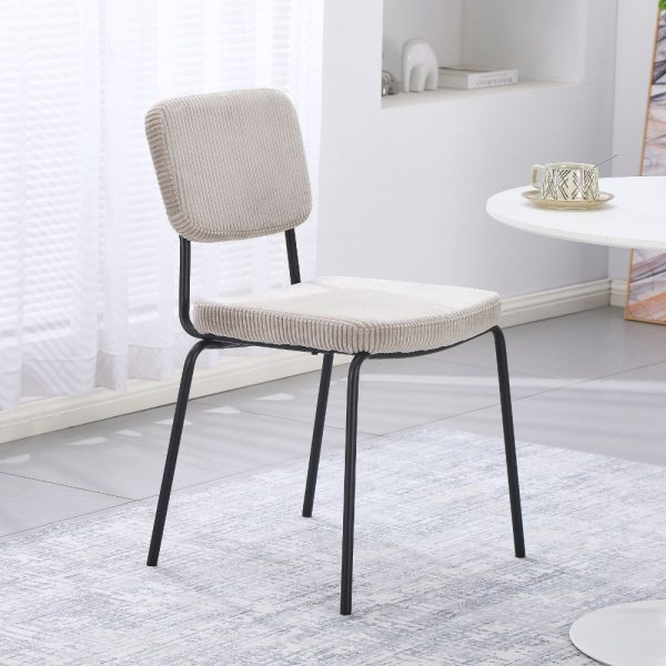 Sedia Juno in tessuto colore taupe e struttura in metallo nero