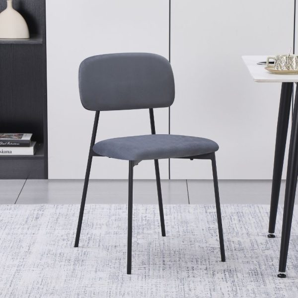 Sedia Shen in vellutino colore grigio e struttura in metallo nero